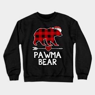 Red Plaid Pawma Bear Santa Arrow Shirt Matching Pajama Family Crewneck Sweatshirt